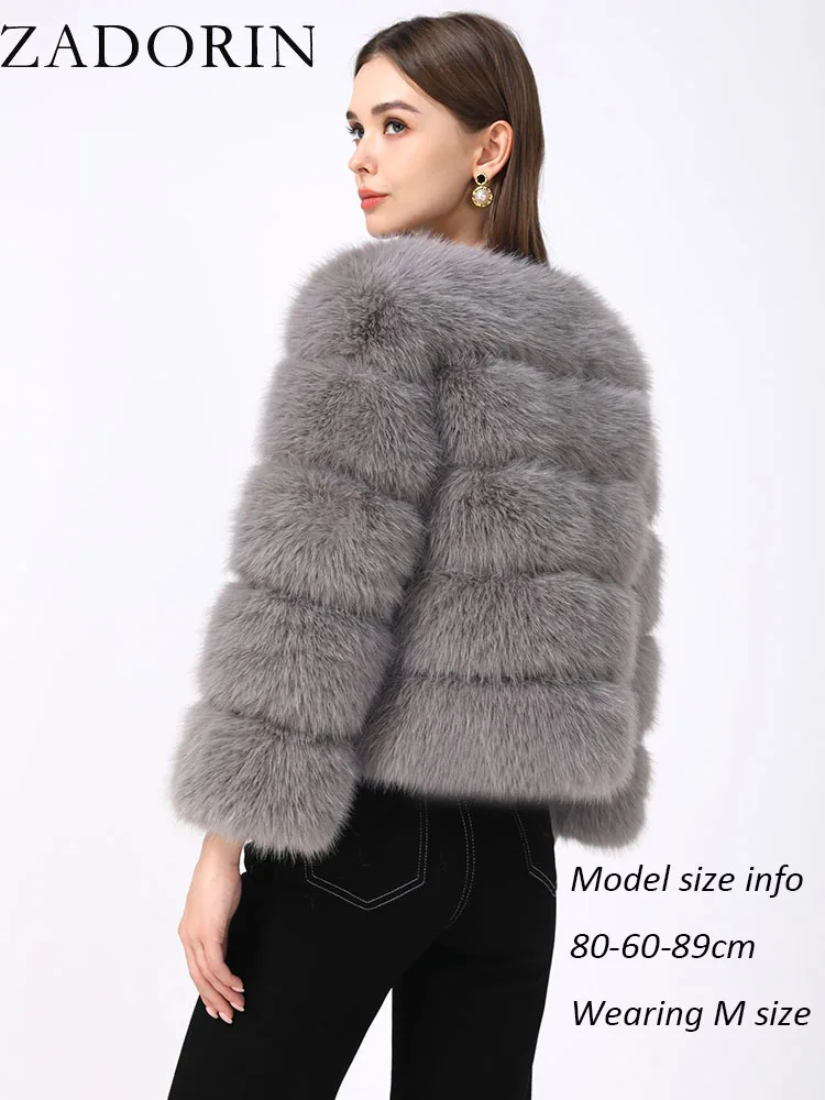 ZADORIN S-6XL Mink Coat Winter Black White Faux Fur Coat Woman Elegant Fluffy Faux Fur Jacket Top Short Fur Coats Woman Clothing - Image 4