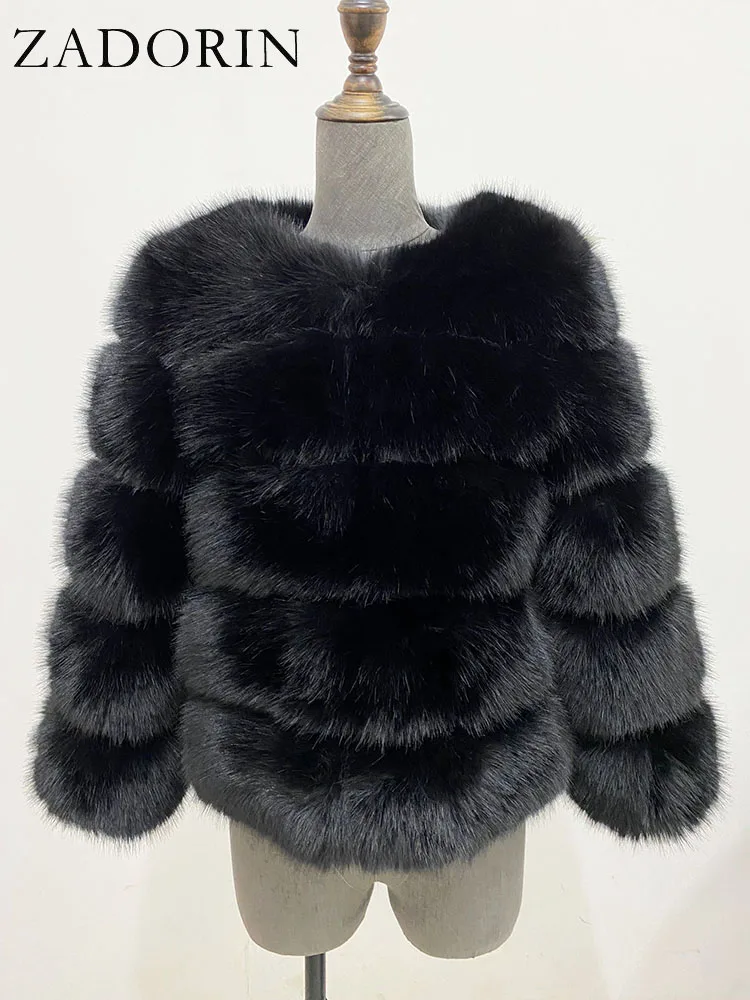 ZADORIN S-6XL Mink Coat Winter Black White Faux Fur Coat Woman Elegant Fluffy Faux Fur Jacket Top Short Fur Coats Woman Clothing - Image 6