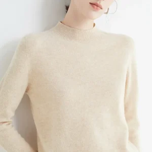 AOSSVIAO 2025 Autumn Winter Solid Mock-neck Pullover Women Sweater for Casual Knitwear Female Clothing Basic Soft Tops